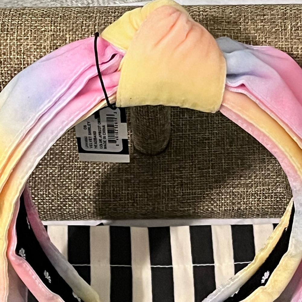 LELE SADOUGHI SHIRLEY NWT AUTHENTIC APRICOT OMBRÉ VELVET BOW HEADBAND - Picture 3 of 17